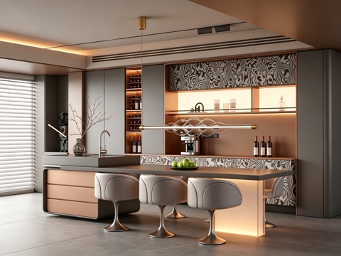 意式 家装 室内简约 轻奢风 格餐厅 客厅 卧室设计su模型