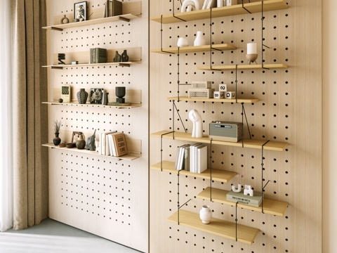 现代 洞洞板 墙饰板 墙饰挂件 书籍摆件 装饰品 饰品书本su模型