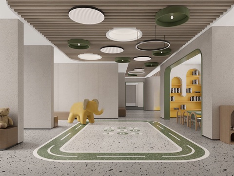 现代儿童活动空间 小区架空层  阅读区 游戏区 休息区su模型