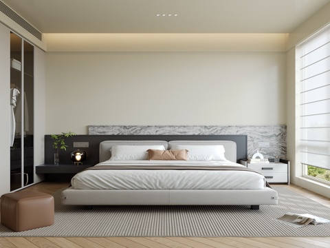 现代意式卧室su模型