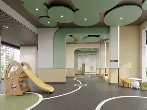 现代儿童活动空间 架空层 儿童 奇妙 游乐 滑梯su模型