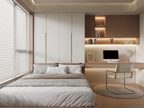 现代榻榻米卧室su模型