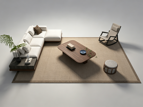 新中式沙发组合su模型