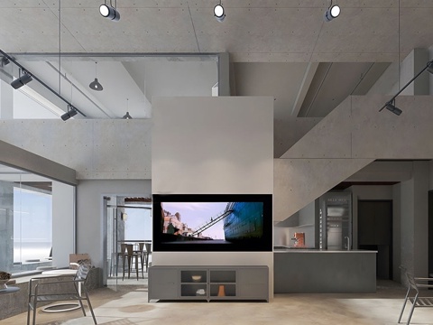 工业复古咖啡厅su模型