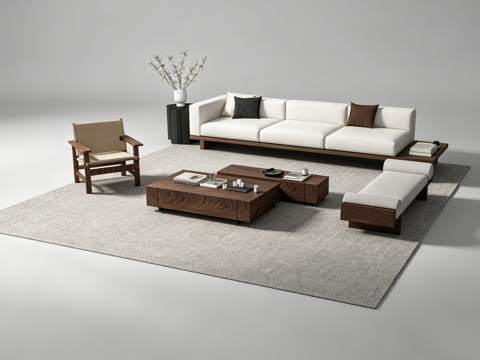 中古风客厅沙发组合su模型