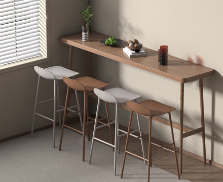 现代吧台吧椅组合su模型