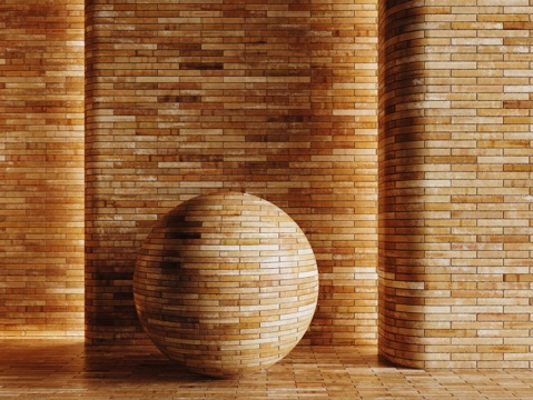 现代砖墙 黄色砖墙 仿古砖墙 文化砖墙 工业砖墙su模型