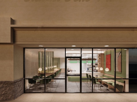 现代咖啡厅 咖啡厅门头su模型