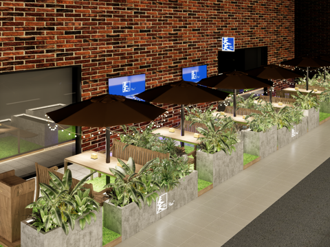 工业复古风商业外摆su模型