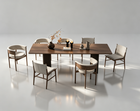 侘寂餐桌书桌su模型