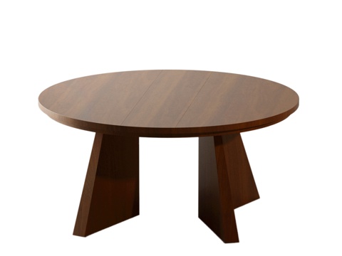 现代中古餐桌 中古风餐桌 中古风圆桌 现代中古圆桌 现代圆桌su模型