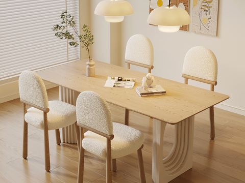 法式奶油风餐桌su模型