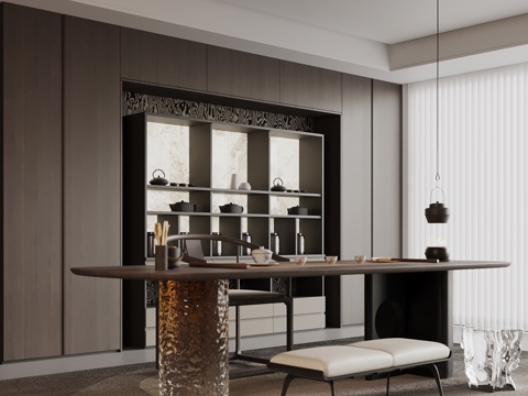 现代茶室 茶桌椅 书房3d模型