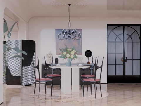 餐厅 家装 卧室 客餐厅su模型