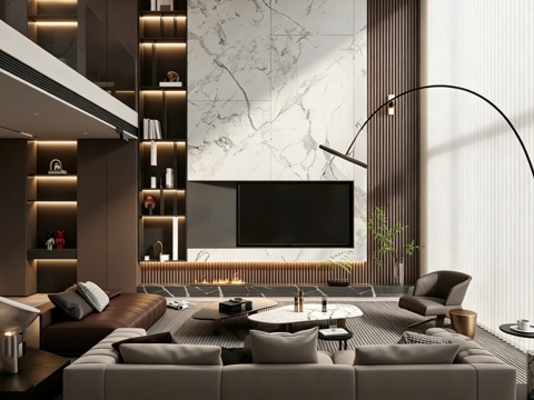 意式 家装 室内简约 轻奢风 格餐厅 客厅 卧室设计su模型