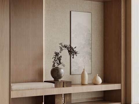 新中式小景观 端景 卡座su模型