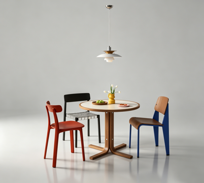 现代餐桌休闲桌椅su模型