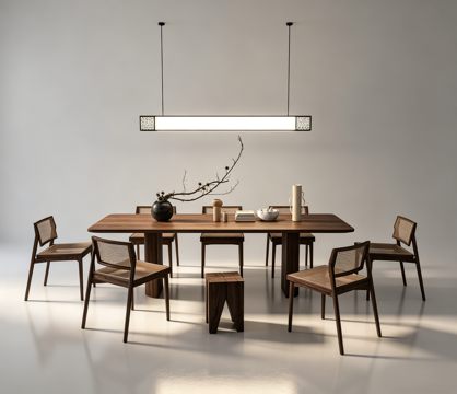 中古风餐桌书桌su模型