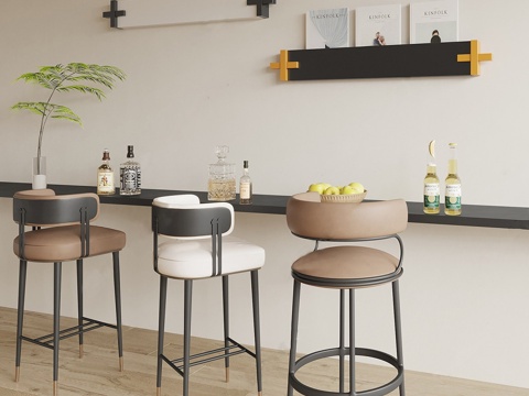 现代吧台椅 椅子 单椅su模型