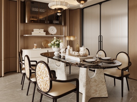 现代轻奢餐厅su模型