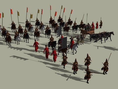 怀旧复古兵马俑博物馆马车su模型