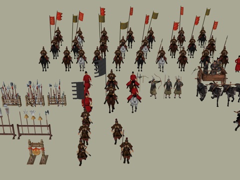 怀旧复古兵马俑博物馆马车su模型