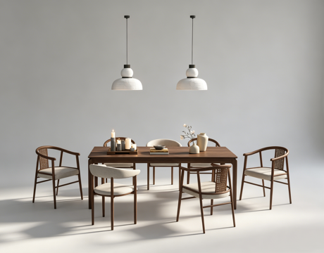 侘寂餐桌书桌su模型