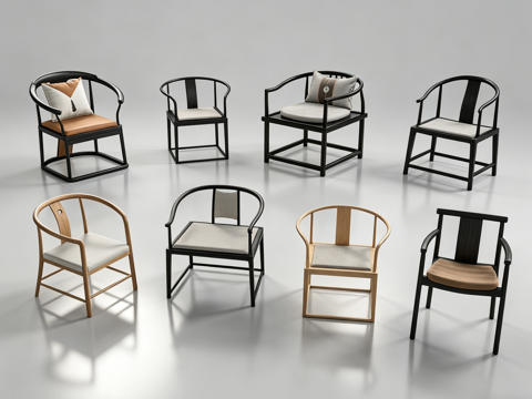 新中式单椅su模型