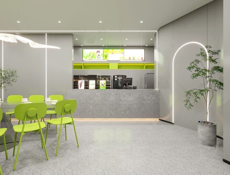 现代奶茶店 咖啡厅 吧台水吧台 餐桌椅组合su模型