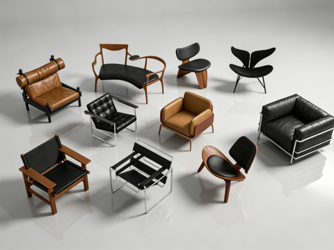 现代单椅休闲椅su模型