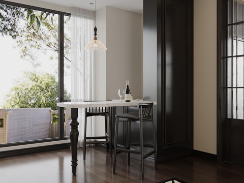 法式小吧台 吧椅su模型