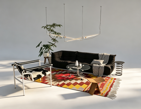 现代客厅组合沙发su模型