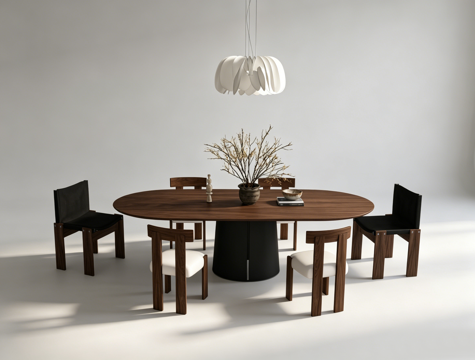 中古风餐桌书桌su模型