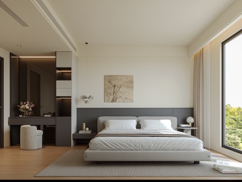 现代意式卧室su模型