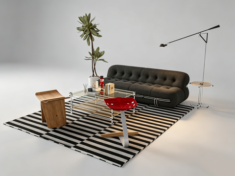 现代客厅沙发组合su模型