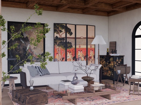 客餐厅 餐厅 家装 卧室su模型