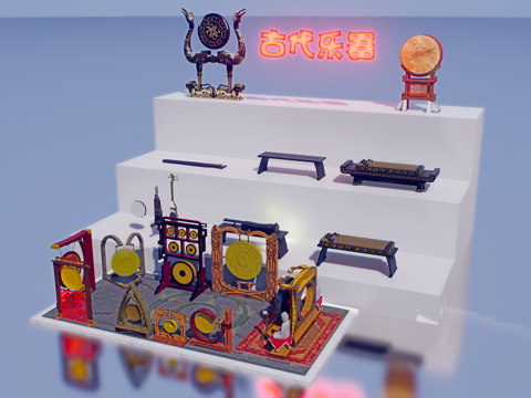 怀旧复古博物馆展示su模型