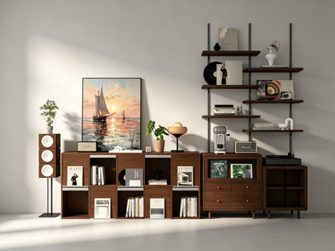 中古风装饰柜su模型