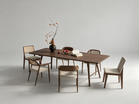 侘寂餐桌书桌休闲桌su模型