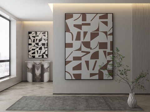 现代简约抽象挂画3d模型