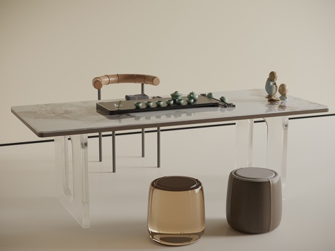 现代小茶台 茶桌椅su模型