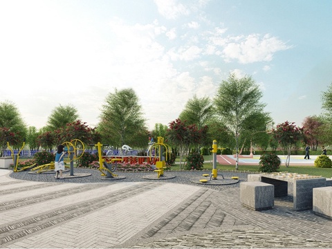 新中式乡村康养公园景观 户外公园su模型