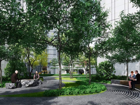 现代小区景观公园 康养公园 养生公园景观su模型