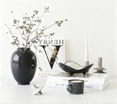现代简约摆件组合 现代简约摆件 花瓶摆件 茶几摆件 书籍摆件3d模型
