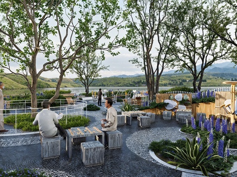 现代公园景观 康养花园 老年健身康养花园 老年健身活动中心su模型