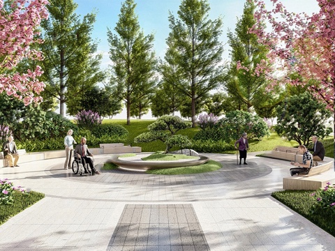 现代医院康养公园 医院中庭康养景观su模型