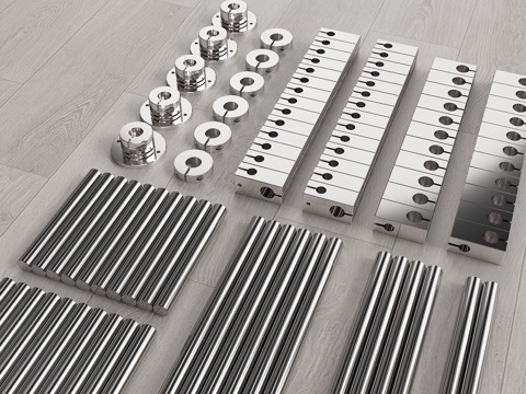 光轴 不锈钢光轴 光轴配件 DIY光轴 光轴连接件su模型