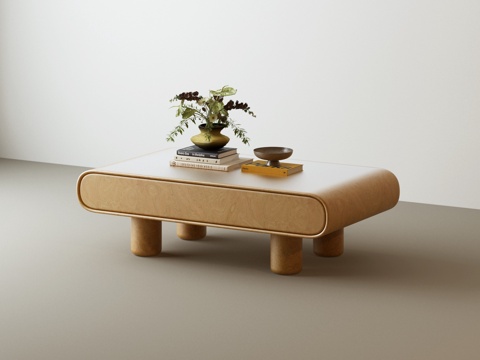 现代茶几 原木色茶几 现代中古茶几 现代原木色茶几su模型