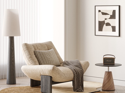 MINOTTI法式中古风休闲椅 沙发椅 单人沙发 边几 落地su模型