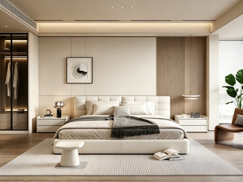 室内家装 卧室 家具 床 别墅 新中式 现代su模型